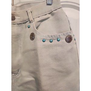 VNTG WOMENS SZ. 13 JULEIGH JEAN WESTERN STUDDED TURQUOISE HIGH RISE COWGIRL
